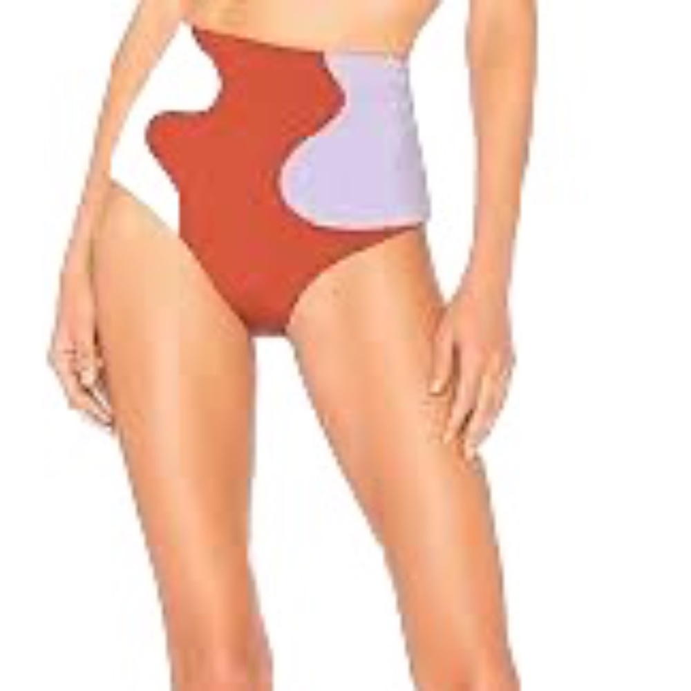 Mara Hoffman Lydia Bikini Bottom Size Small Lilac Multi Wavy High Rise NWOT $175
